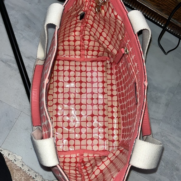 Kate Spade Pink Noel Shoulder bag small tote Geometric pattern canvas VGUC - Picture 17 of 17